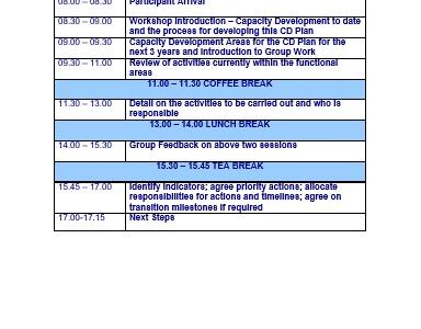 Agenda One Day Workshop Example and Template for Creating Agenda for One Day Workshop
