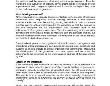 Monitoring and Evaluation of Capacity Development