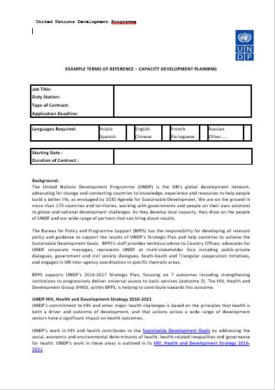 Generic TOR CD Planning