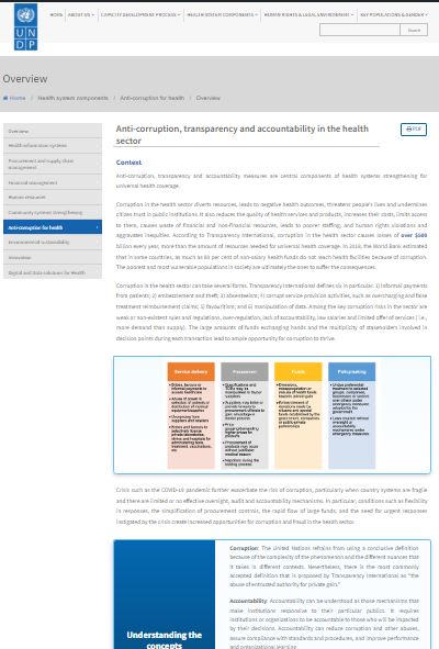 Anti-corruption, transparency and accountability in the health sector
