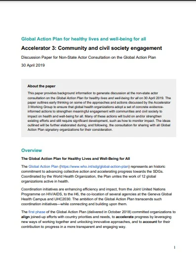 Accelerator 3: Community and Civil Society Engagement Discussion Paper