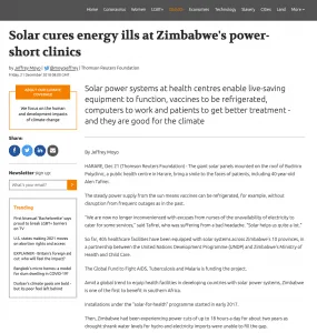 Solar Cures Energy Ills at Zimbabwe’s Power-short Clinics