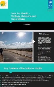 Solar for Health – Strategy and Case Studies