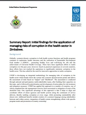 Summary Report: Initial Findings for the Application of Managing Risks of Corruption in the Health Sector in Zimbabwe