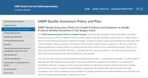 UNDP Quality Assurance Policy and Plan – UNDP-Global Fund and Health Implementation Guidance Manual