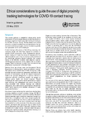 Ethical considerations to guide the use of digital proximity tracking technologies for COVID-19 contact tracing: interim guidance