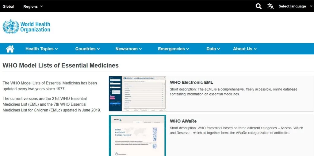 WHO Model Lists of Essential Medicines