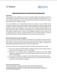 The WHO Minimum Requirements for a Functional Pharmacovigilance System