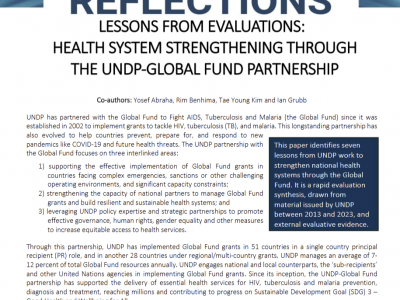 Health System Strengthening through the UNDP-Global Fund Partnership
