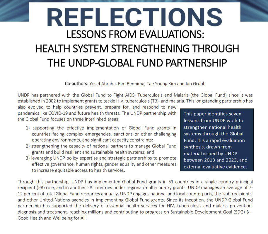 Health System Strengthening through the UNDP-Global Fund Partnership